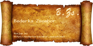 Bederka Zsombor névjegykártya